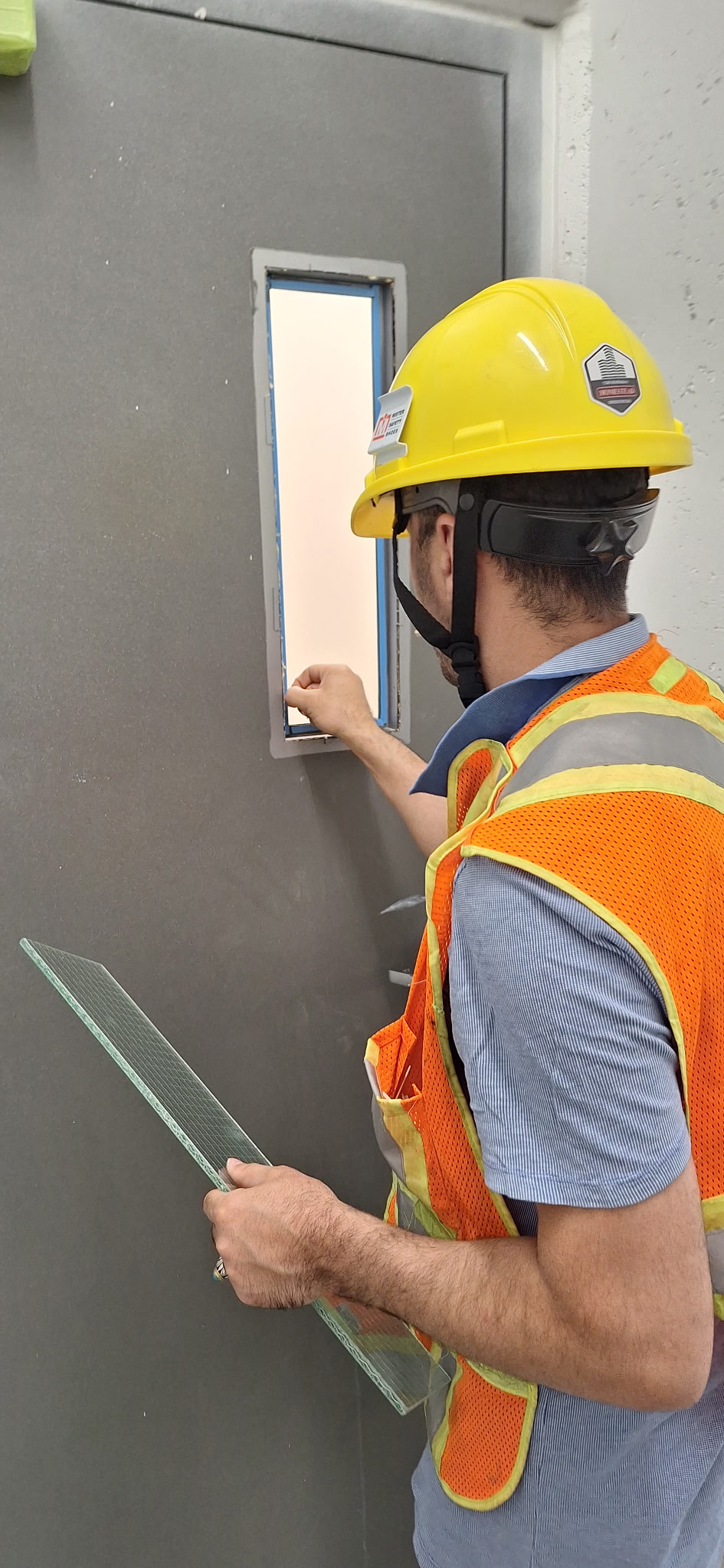 Protect3 Fire-Rated glass installation in a commercial building with 25 floors and 75 pieces fabricated and installed by Raw Glass in Ottawa area
